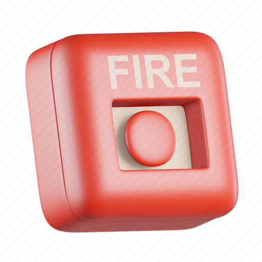 Fire, button, fire button, emergency button, danger, alarm, alert 3D ...