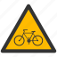 bicycle, bike, warning, alarm, alert, attention, caution, damage, danger, exclamation, hazard, problem, protection, risk, safe, safety 