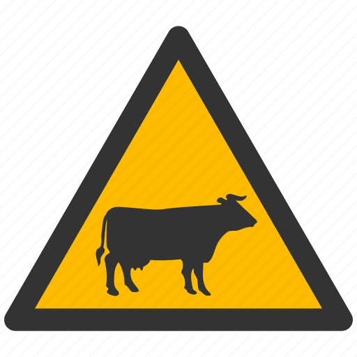 Cow, warning, alarm, alert, attention, caution, damage icon - Download on Iconfinder