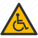 disabled, person, user, warning, alarm, alert, attention, caution, damage, danger, exclamation, hazard, problem, protection, risk, safe, safety