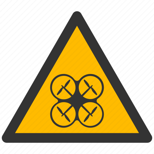 Quadcopter, uav, warning, attention, caution, damage, danger icon - Download on Iconfinder