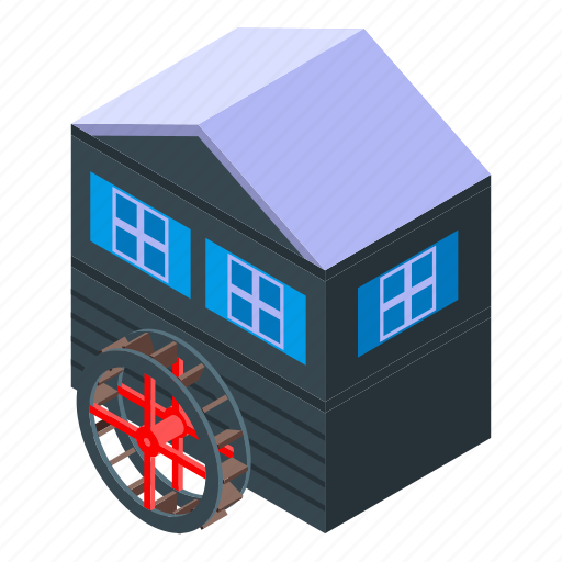 Cartoon, isometric, logo, mill, retro, water, wood icon - Download on Iconfinder