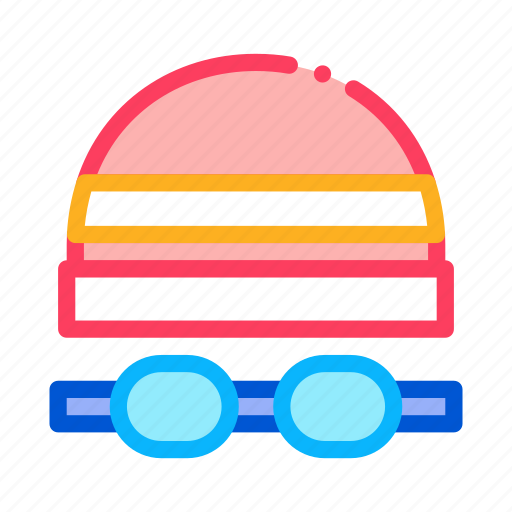 Attraction, goggles, hat, park, safety, swimming, wear icon - Download on Iconfinder