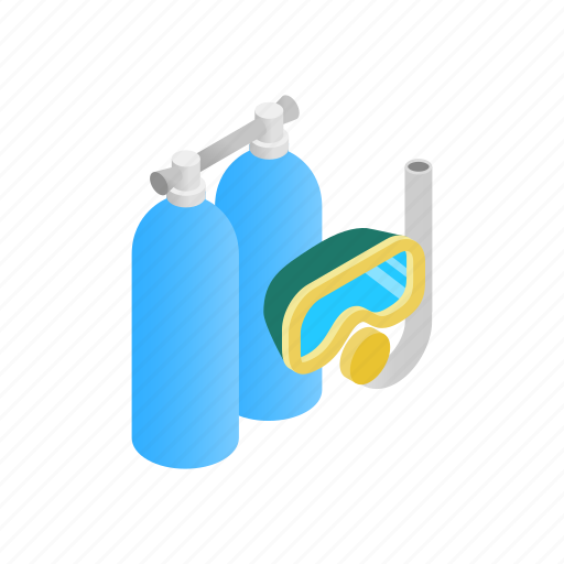 Aqualung, diving, isometric, mask, scuba, snorkel, tube icon - Download on Iconfinder