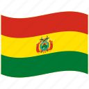 bolivia, bolivian flag, bo, plurinational, state, green, waving flag