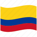 colombia, flag, co, republic, red, yellow, waving flag