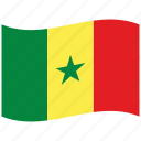senegal, africa, sn, green, flag, star, waving flag