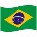 brazil, brazilian flag, br, green, federal, republic, waving flag
