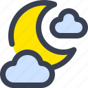 night, moon, cloud, weather