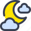 night, moon, cloud, weather 