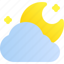 cloudy, night, crescent, moon, weather
