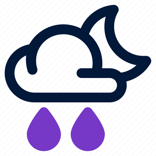 Rainy, night, weather, moon, climate icon - Download on Iconfinder
