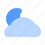 cloudy, night, half, moon, cloud, weather, forecast 