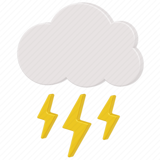 Lightning, cloud, weather, thunder, storm, summer 3D illustration - Download on Iconfinder