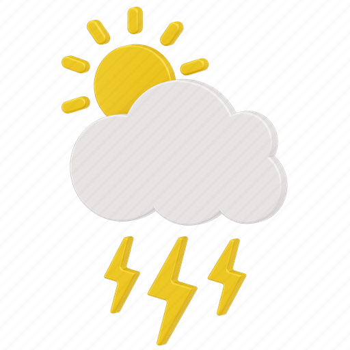 Lightning, sun, cloud, weather, thunder, summer 3D illustration - Download on Iconfinder