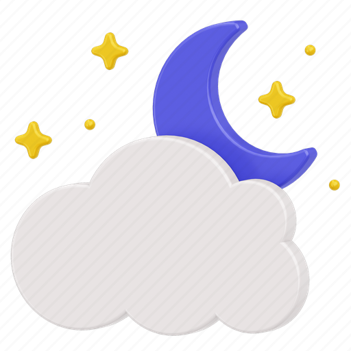 Moon, cloud, star, weather, night 3D illustration - Download on Iconfinder