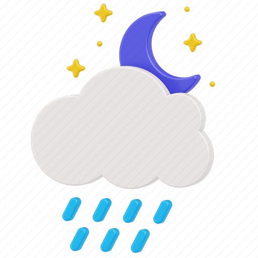 Rain, moon, cloud, weather, night, space 3D illustration - Download on Iconfinder