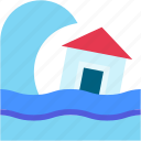 tsunami, wave, disaster, ecology, and, environment, architecture, city, house