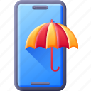 smartphone, cloud, weather, umbrella