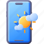 smartphone, cloud, weather, sunny 