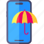 smartphone, cloud, weather, umbrella 