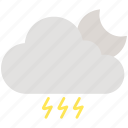 cloud, moon, thunder, cloudy, electricity, night, weather
