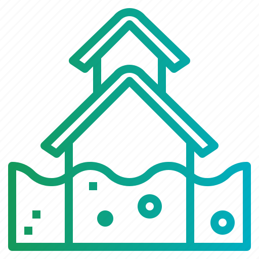 Flood, flooded, house, water icon - Download on Iconfinder