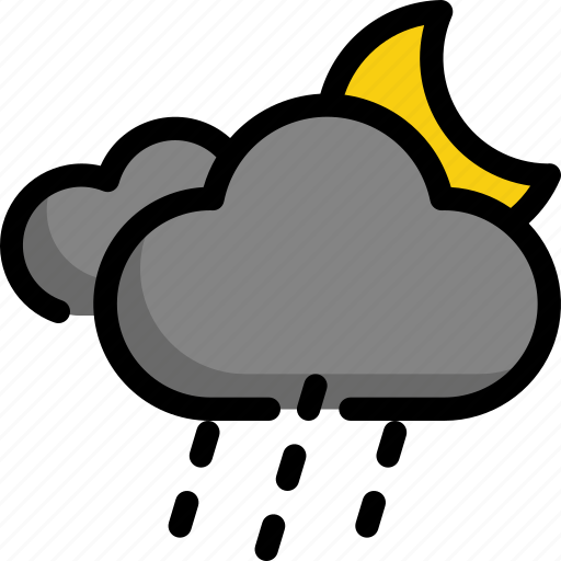 Climate, forecast, moon, night, rain, rainy, weather icon - Download on Iconfinder