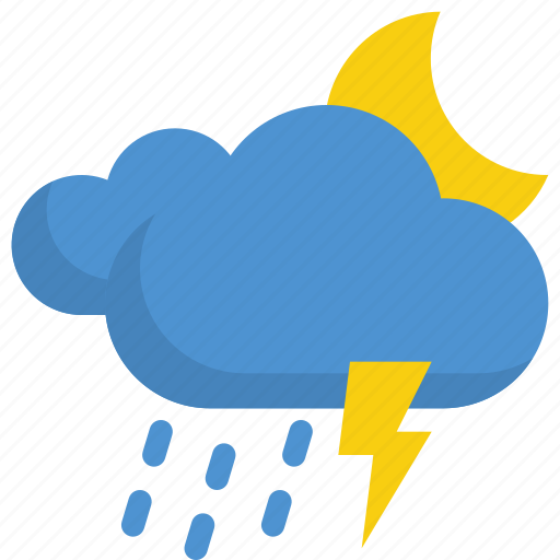 Climate, cloud, forecast, moon, night, thunder, weather icon - Download on Iconfinder