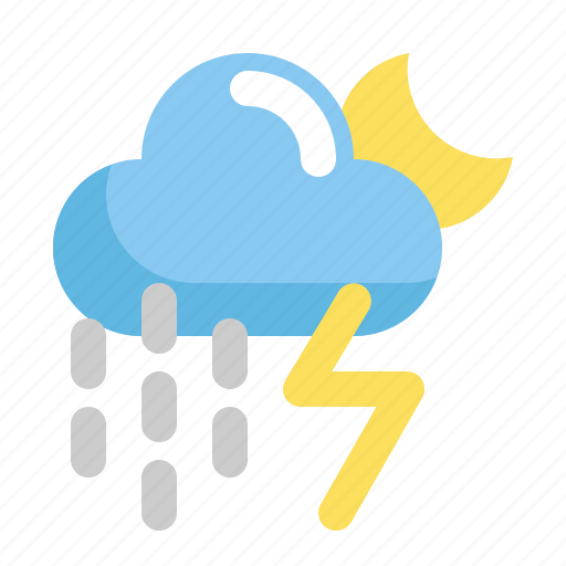 Climate, cloud, forecast, night, rain, thunder, weather icon - Download on Iconfinder
