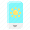 forecast, smartphone, sun, weather 