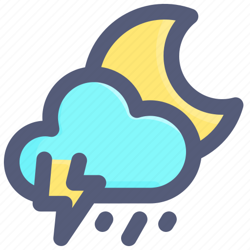 Cloud, moon, night, storm, thunder icon - Download on Iconfinder