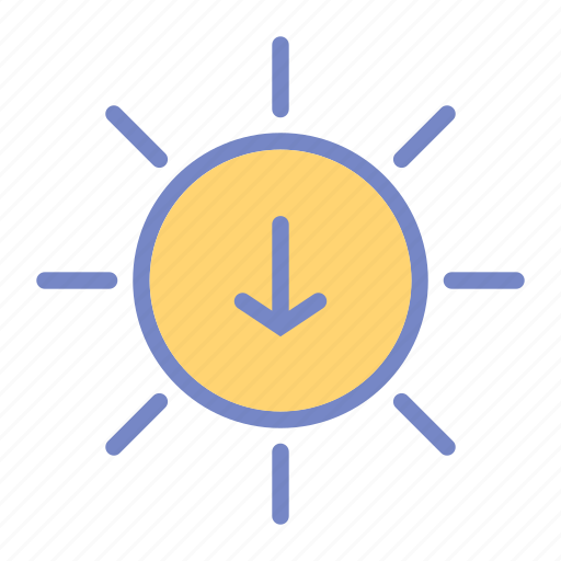 Down, evening, forecast, sun, sunset, weather icon - Download on Iconfinder