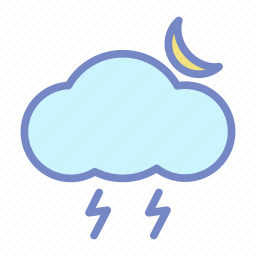 Bolt, cloud, forecast, moon, thunder, weather icon - Download on Iconfinder