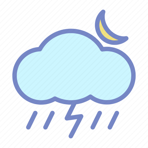 Bolt, cloud, forecast, moon, rain, thunder, weather icon - Download on Iconfinder