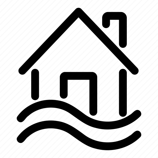 Disaster, flood, inundation, house, water, typhoon, building icon - Download on Iconfinder