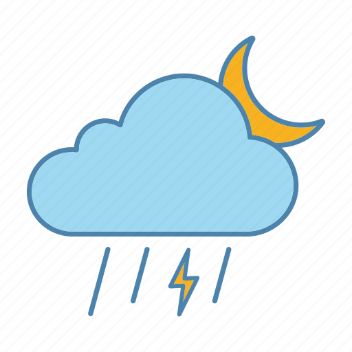 Lightning, moon, rain, storm, thunder, thunderstorm, weather icon - Download on Iconfinder