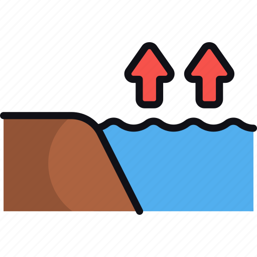High tide, sea level, water level, rising, coastline icon - Download on Iconfinder