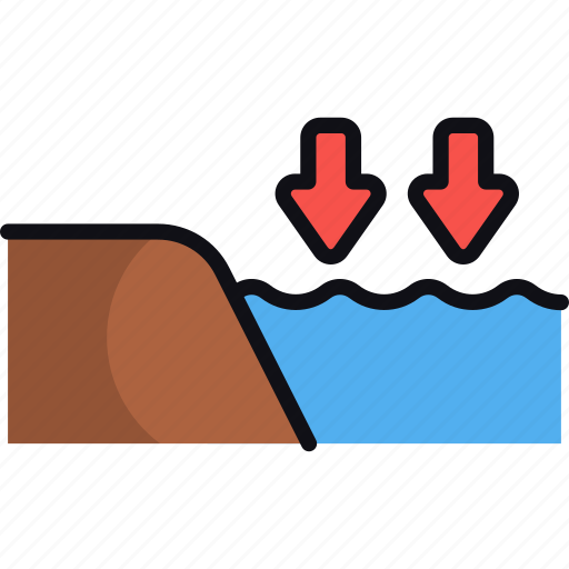 Low tide, sea level, water level, decrease, coastline icon - Download on Iconfinder