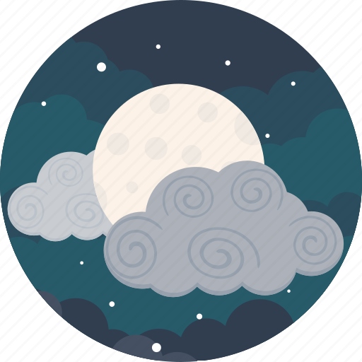 Cloudy, moon, cloud, forecast, night, sky, weather icon - Download on Iconfinder