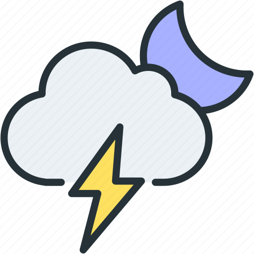 Cloud, moon, thunder, weather icon - Download on Iconfinder
