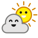 cloudy, emoticon, happy, smiley, sun, weather