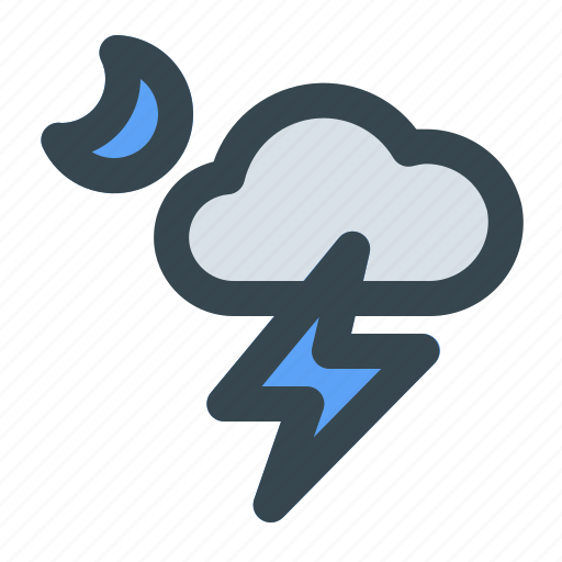Cloud, lightning, moon, night, storm, thunder, weather icon - Download on Iconfinder