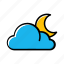 cloud, crescent, half, moon, night, weather 