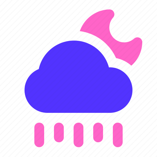Cloud, forecast, heavy rain, moon, night, rainy, weather icon - Download on Iconfinder