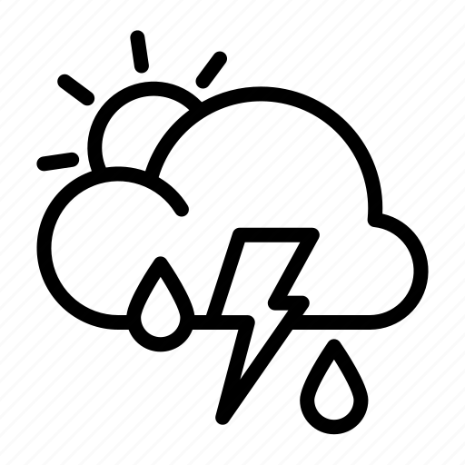 Rain, rainy, sun, thunder, weather, weather forecast, lightning icon - Download on Iconfinder
