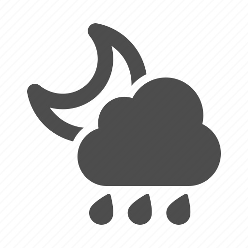 Weather, rain, raining, night, moon, cloud icon - Download on Iconfinder