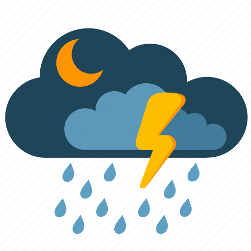 Clouds, condition, night, rain, storm, weather icon - Download on Iconfinder