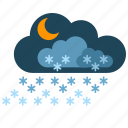 clouds, night, snow, weather