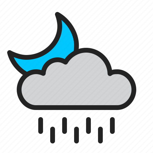 Cloud, moon, night, rain, storm, weather icon - Download on Iconfinder